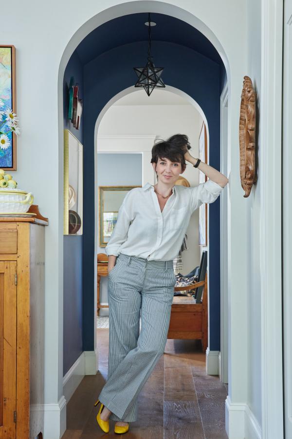 Francesca Albertazzi posed in a hallway in her home