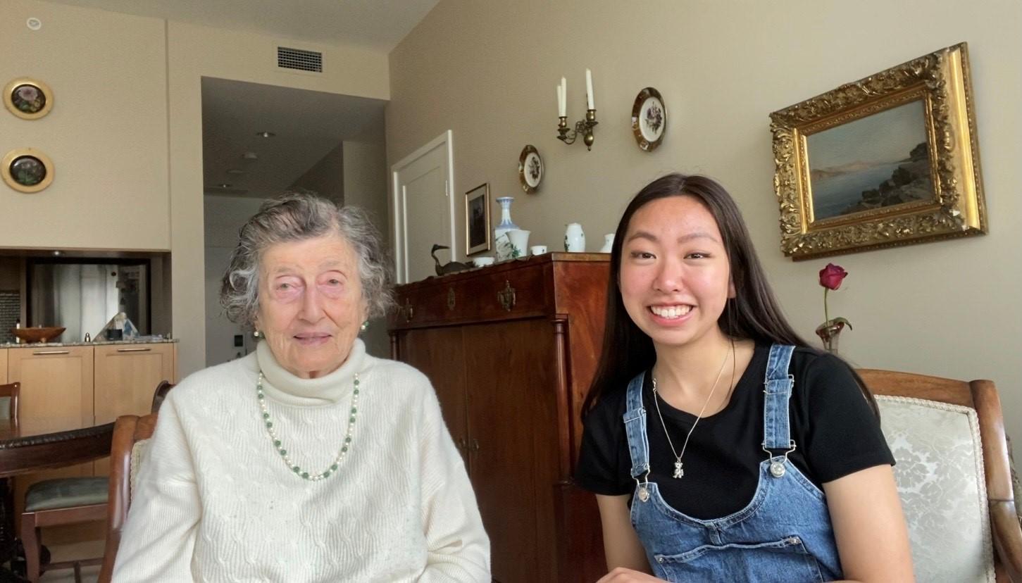 Dr. Nelly Auersperg and Karen Chen, seated in Dr. Auersperg's home