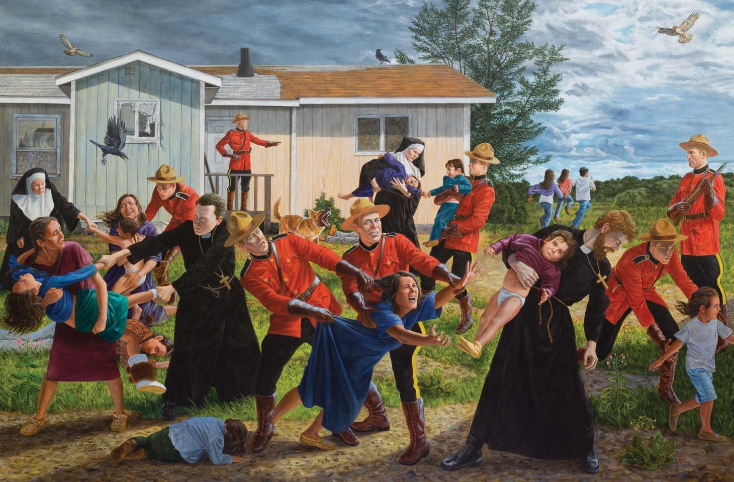The Scream. By Kent Monkman, 2017. Acrylic on canvas, 84” x 126”. Collection of the Denver Art Museum, Native Arts acquisition fund.
