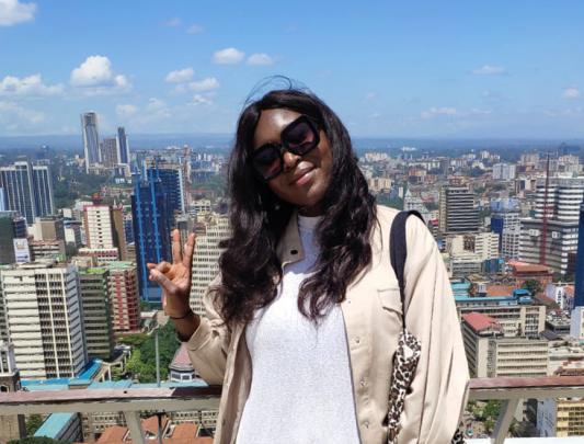 Mwango at the top of the KICC building in downtown Nairobi
