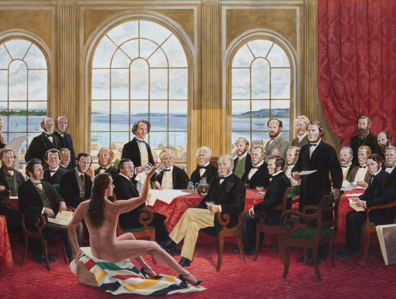 The Daddies. By Kent Monkman, 2016. Acrylic on canvas, 60” x 112.5”. Collection of Christine Armstrong and Irfhan Rawji.