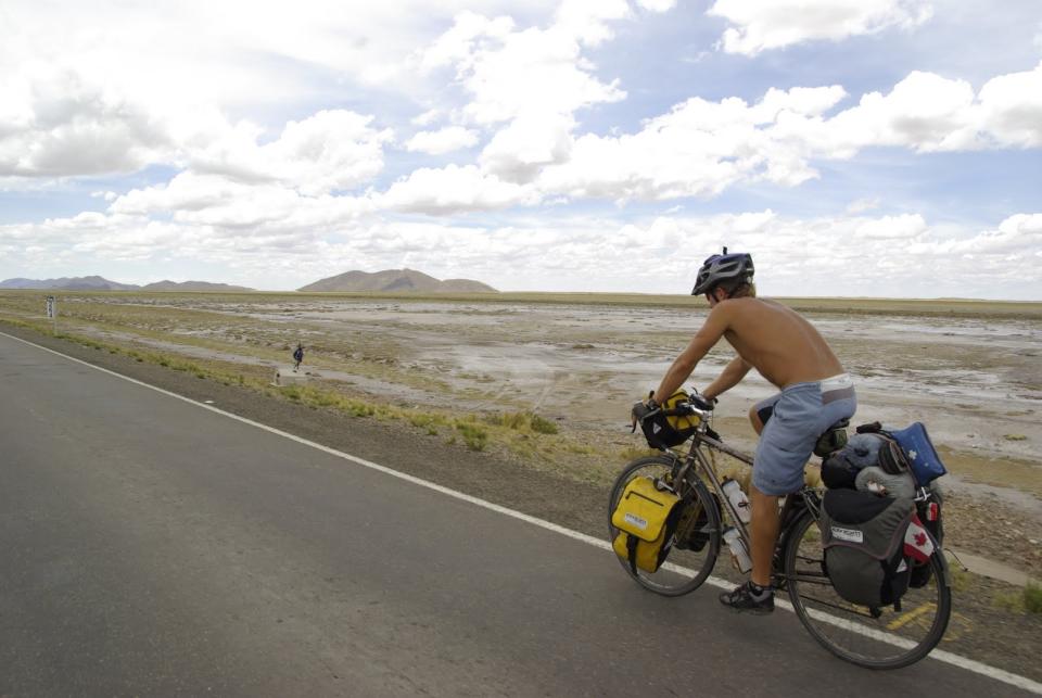 Riding roadside in Bolivia
