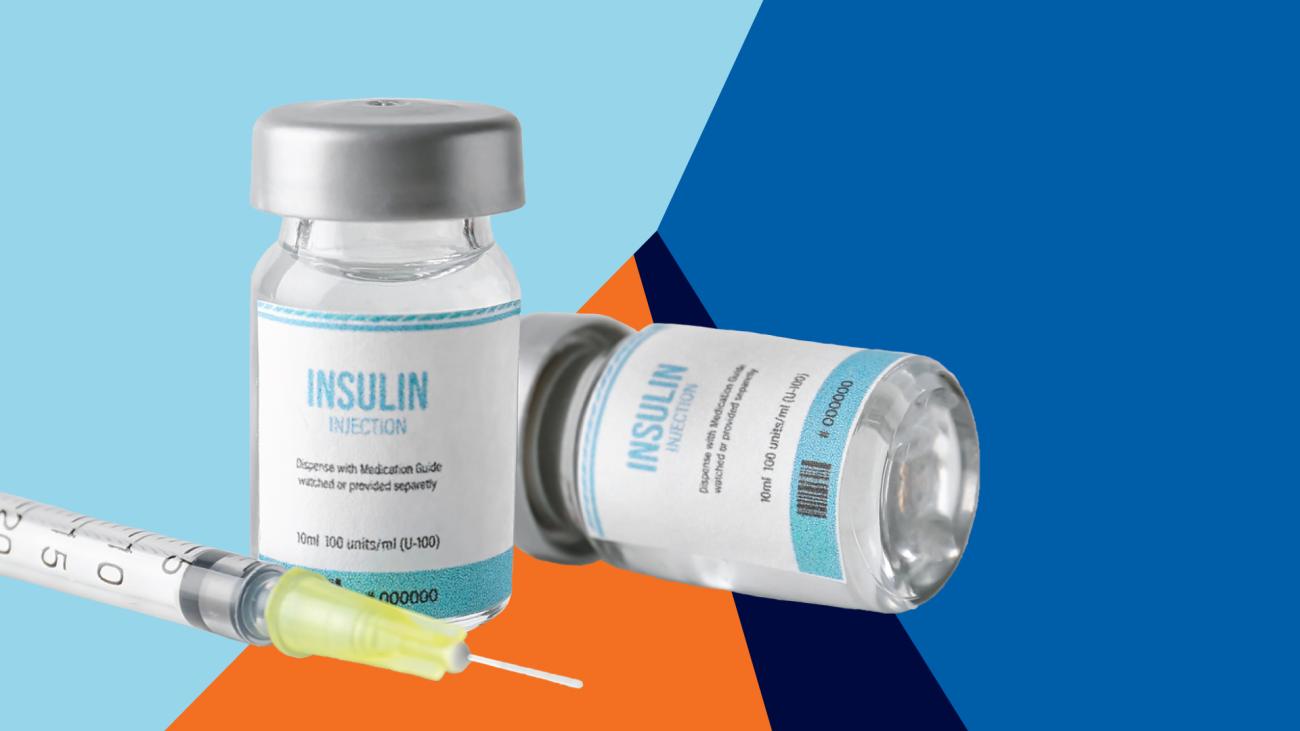 Photo of insulin against a blue background.