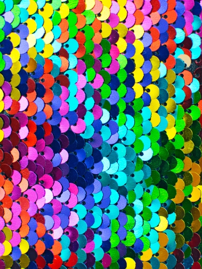 A rainbow array of sequins